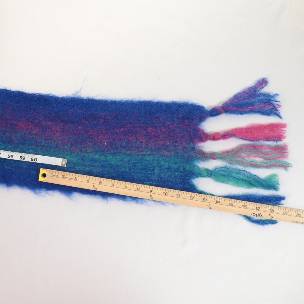 Ashley‎ Scarf Fuzzy Mohair Tassel Blue Mohair Women OS - Picture 7 of 8